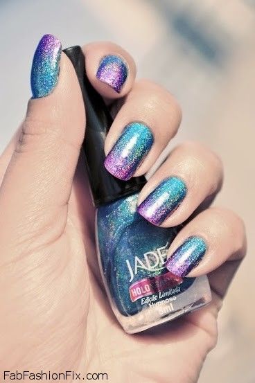 Blue and violet nails