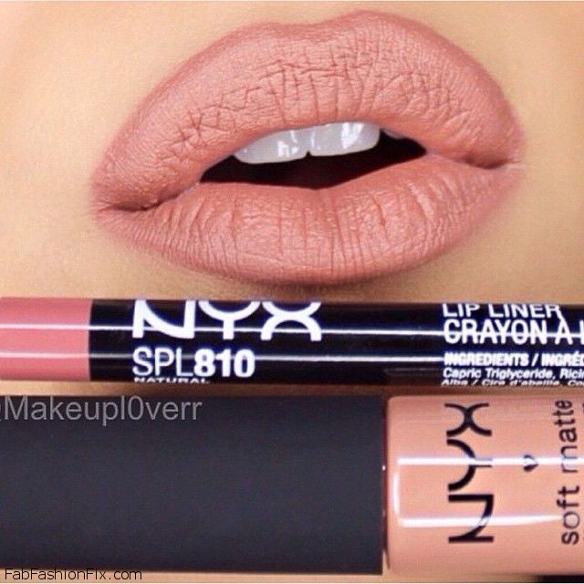 NYX lip pencil in "Natural" & NYX soft matte lip cream in "London". Photo: Instagram/Makeupl0verr