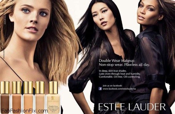 Liu Wen ,Joan Smalls & Constance Jablonski – Estee Lauder Double Wear Makeup