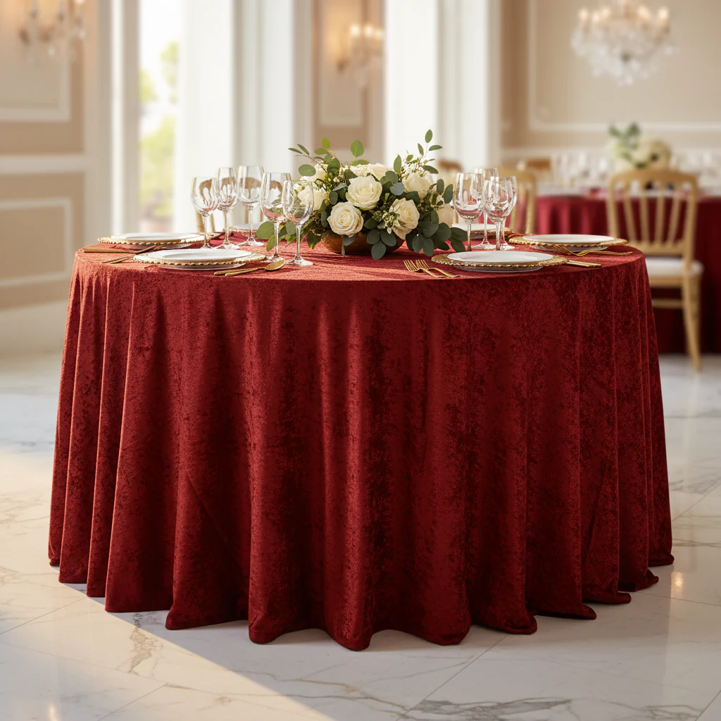 red tablecloth wedding decor